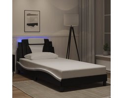 vidaXL - Bedframe - "Viana" - met - LED - zonder - matras - zwart - en - wit - 100x200 - cm