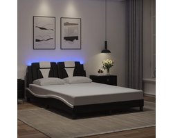 vidaXL - Bedframe - "Viana" - met - LED - zonder - matras - zwart - en - wit - 140x200 - cm