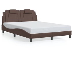 vidaXL - Bedframe - "Viana" - zonder - matras - kunstleer - bruin - 140x190 - cm