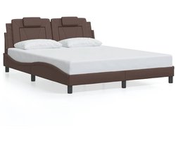 vidaXL - Bedframe - "Viana" - zonder - matras - kunstleer - bruin - 160x200 - cm