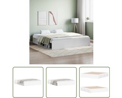 vidaXL Bedframe - Wit - 180x200 cm - Super King Size Houten Bed Frame - Super King Size Bed - Wit Bed Frame - Bed Frame Met Opbergruimte - Boxspring Bed