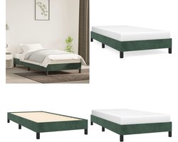 vidaXL - Bedframe - zonder - matras - 100x200 - cm - fluweel - donkergroen