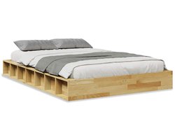 vidaXL - Bedframe - zonder - matras - 120x190 - cm - massief - hout - eiken