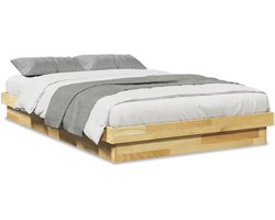 vidaXL - Bedframe - zonder - matras - 120x200 - cm - massief - hout - eiken