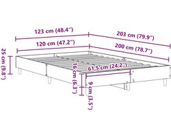 vidaXL - Bedframe - zonder - matras - 120x200 - cm - spaanplaat - beton - grijs
