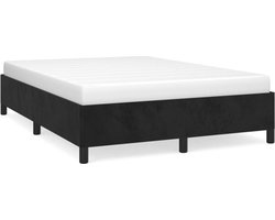 vidaXL - Bedframe - zonder - matras - 140x190 - cm - fluweel - zwart
