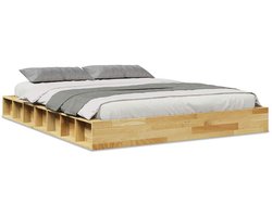vidaXL - Bedframe - zonder - matras - 140x190 - cm - massief - hout - eiken