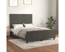 vidaXL - Bedframe - zonder - matras - 140x200 - cm - fluweel - donkergrijs