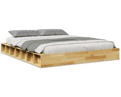 vidaXL - Bedframe - zonder - matras - 150x200 - cm - massief - hout - eiken