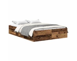 vidaXL - Bedframe - zonder - matras - 200x200 - cm - bewerkt - hout - oud - hout