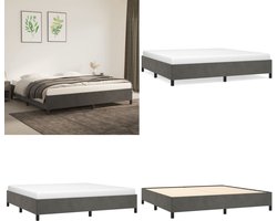 vidaXL - Bedframe - zonder - matras - 200x200 - cm - fluweel - donkergrijs