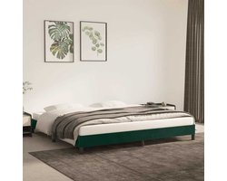 vidaXL - Bedframe - zonder - matras - 200x200 - cm - fluweel - donkergroen