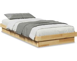 vidaXL - Bedframe - zonder - matras - 75x190 - cm - massief - hout - eiken