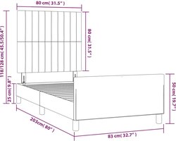 vidaXL - Bedframe - zonder - matras - 80x200 - cm - fluweel - lichtgrijs