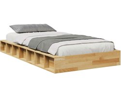 vidaXL - Bedframe - zonder - matras - 90x190 - cm - massief - hout - eiken