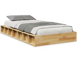 vidaXL - Bedframe - zonder - matras - 90x200 - cm - massief - hout - eiken