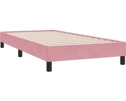 vidaXL - Bedframe - zonder - matras - 90x220 - cm - fluweel - roze