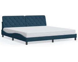vidaXL - Bedframe - zonder - matras - fluweel - blauw - 200x200 - cm