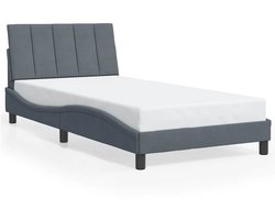 vidaXL - Bedframe - zonder - matras - "Hanko" - 100x200 - cm - fluweel - donkergrijs