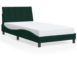 vidaXL - Bedframe - zonder - matras - "Hanko" - 100x200 - cm - fluweel - donkergroen