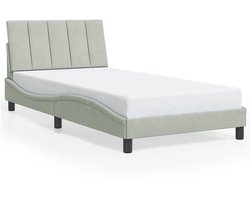 vidaXL - Bedframe - zonder - matras - "Hanko" - 100x200 - cm - fluweel - lichtgrijs
