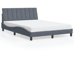 vidaXL - Bedframe - zonder - matras - "Hanko" - 140x190 - cm - fluweel - donkergrijs