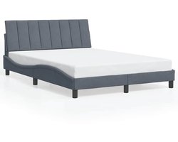 vidaXL - Bedframe - zonder - matras - "Hanko" - 140x200 - cm - fluweel - donkergrijs