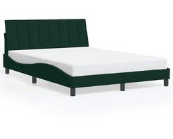 vidaXL - Bedframe - zonder - matras - "Hanko" - 140x200 - cm - fluweel - donkergroen