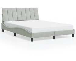 vidaXL - Bedframe - zonder - matras - "Hanko" - 140x200 - cm - fluweel - lichtgrijs