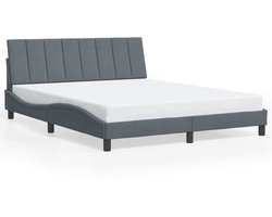 vidaXL - Bedframe - zonder - matras - "Hanko" - 160x200 - cm - fluweel - donkergrijs