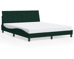 vidaXL - Bedframe - zonder - matras - "Hanko" - 160x200 - cm - fluweel - donkergroen