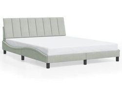 vidaXL - Bedframe - zonder - matras - "Hanko" - 160x200 - cm - fluweel - lichtgrijs