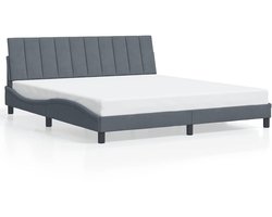 vidaXL - Bedframe - zonder - matras - "Hanko" - 180x200 - cm - fluweel - donkergrijs