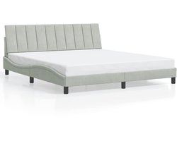 vidaXL - Bedframe - zonder - matras - "Hanko" - 180x200 - cm - fluweel - lichtgrijs