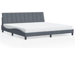 vidaXL - Bedframe - zonder - matras - "Hanko" - 200x200 - cm - fluweel - donkergrijs