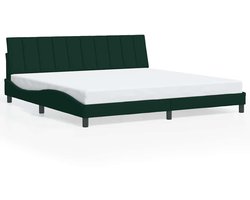 vidaXL - Bedframe - zonder - matras - "Hanko" - 200x200 - cm - fluweel - donkergroen