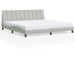 vidaXL - Bedframe - zonder - matras - "Hanko" - 200x200 - cm - fluweel - lichtgrijs