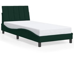 vidaXL - Bedframe - zonder - matras - "Hanko" - 80x200 - cm - fluweel - donkergroen