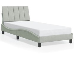 vidaXL - Bedframe - zonder - matras - "Hanko" - 80x200 - cm - fluweel - lichtgrijs