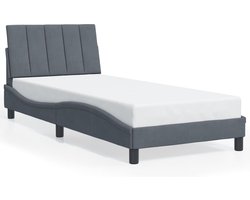 vidaXL - Bedframe - zonder - matras - "Hanko" - 90x190 - cm - fluweel - donkergrijs
