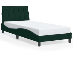 vidaXL - Bedframe - zonder - matras - "Hanko" - 90x190 - cm - fluweel - donkergroen