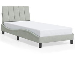 vidaXL - Bedframe - zonder - matras - "Hanko" - 90x190 - cm - fluweel - lichtgrijs
