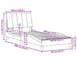 vidaXL - Bedframe - zonder - matras - "Hanko" - 90x190 - cm - stof - taupe
