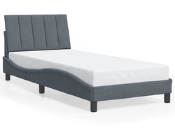 vidaXL - Bedframe - zonder - matras - "Hanko" - 90x200 - cm - fluweel - donkergrijs