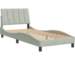 vidaXL - Bedframe - zonder - matras - "Hanko" - 90x200 - cm - fluweel - lichtgrijs