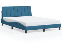 vidaXL - Bedframe - zonder - matras - "Hanko" - fluweel - blauw - 120x200 - cm
