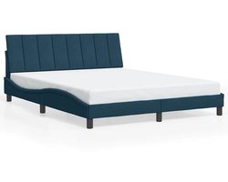 vidaXL - Bedframe - zonder - matras - "Hanko" - fluweel - blauw - 160x200 - cm
