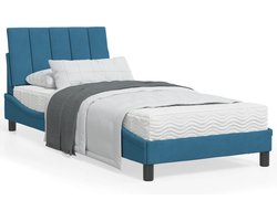 vidaXL - Bedframe - zonder - matras - "Hanko" - fluweel - blauw - 80x200 - cm