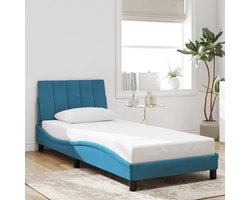 vidaXL - Bedframe - zonder - matras - "Hanko" - fluweel - blauw - 90x200 - cm