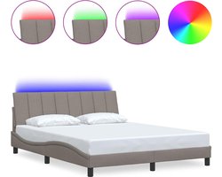 vidaXL - Bedframe - zonder - matras - "Hanko" - stof - taupe - 160x200 - cm